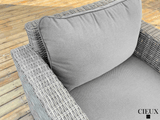 CIEUX Conversation Set Cannes Outdoor Patio Wicker Loveseat Conversation Set in Grey with Sunbrella Cushions - Available in 2 Colours