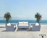 CIEUX Conversation Set Cannes Outdoor Patio Wicker Loveseat Conversation Set in Grey with Sunbrella Cushions - Available in 2 Colours