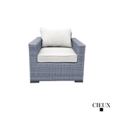 CIEUX Conversation Set Cannes Outdoor Patio Wicker Loveseat Conversation Set in Grey with Sunbrella Cushions - Available in 2 Colours