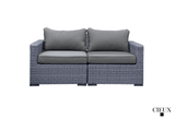 CIEUX Conversation Set Cannes Outdoor Patio Wicker Loveseat Conversation Set in Grey with Sunbrella Cushions - Available in 2 Colours