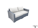 CIEUX Conversation Set Cannes Outdoor Patio Wicker Loveseat Conversation Set in Grey with Sunbrella Cushions - Available in 2 Colours