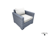 CIEUX Conversation Set Cannes Outdoor Patio Wicker Loveseat Conversation Set in Grey with Sunbrella Cushions - Available in 2 Colours