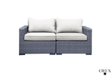 CIEUX Conversation Set Cannes Outdoor Patio Wicker Loveseat Conversation Set in Grey with Sunbrella Cushions - Available in 2 Colours