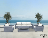 CIEUX Conversation Set Cannes Outdoor Patio Wicker Sofa Conversation Set in Grey with Sunbrella Cushions - Available in 2 Colours