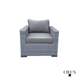 CIEUX Conversation Set Cannes Outdoor Patio Wicker Sofa Conversation Set in Grey with Sunbrella Cushions - Available in 2 Colours