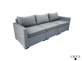 CIEUX Conversation Set Cannes Outdoor Patio Wicker Sofa Conversation Set in Grey with Sunbrella Cushions - Available in 2 Colours