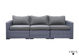 CIEUX Conversation Set Cannes Outdoor Patio Wicker Sofa Conversation Set in Grey with Sunbrella Cushions - Available in 2 Colours