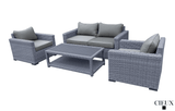 CIEUX Conversation Set Canvas Charcoal Cannes Outdoor Patio Wicker Loveseat Conversation Set in Grey with Sunbrella Cushions - Available in 2 Colours