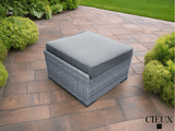 CIEUX Ottoman Cannes Outdoor Patio Wicker Ottoman in Grey with Sunbrella Cushions - Available in 2 Colours