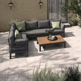 CIEUX Sectional Bordeaux Outdoor Patio Aluminum Metal L-Shaped Corner Sectional with Adjustable Seat in Grey