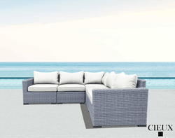 Pending - Cieux Cannes Outdoor Patio Wicker Modular Corner Sectional Sofa in Grey with Sunbrella Cushions - Available in 2 Colours