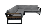 CIEUX Sectional Canvas Charcoal Avignon Outdoor Patio Aluminum Metal Corner Sectional Sofa in Black with Sunbrella Cushions - Available in 2 Colours