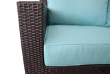 CIEUX Sectional Provence Outdoor Patio Wicker Rattan Modular L-Shaped Sectional Sofa in Blue