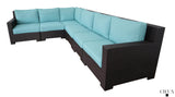 CIEUX Sectional Provence Outdoor Patio Wicker Rattan Modular L-Shaped Sectional Sofa in Blue