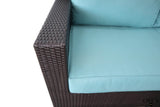 CIEUX Sectional Provence Outdoor Patio Wicker Rattan Modular L-Shaped Sectional Sofa in Blue