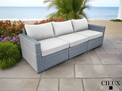 CIEUX Sofa Cannes Outdoor Patio Wicker Modular Sofa in Grey with Sunbrella Cushions - Available in 2 Colours