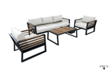 CIEUX Sofa Set Avignon Outdoor Patio Aluminum Metal Sofa Conversation Set in Black with Sunbrella Cushions - Available in 2 Colours