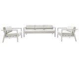 CIEUX Sofa Set Canvas Natural Corsica Outdoor Patio Aluminum Metal Sofa Conversation Set in White with Sunbrella Cushions - Available in 2 Colours