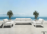 CIEUX Sofa Set Corsica Outdoor Patio Aluminum Metal Sofa Conversation Set in White with Sunbrella Cushions - Available in 2 Colours