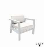 CIEUX Sofa Set Corsica Outdoor Patio Aluminum Metal Sofa Conversation Set in White with Sunbrella Cushions - Available in 2 Colours