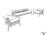 CIEUX Sofa Set Corsica Outdoor Patio Aluminum Metal Sofa Conversation Set in White with Sunbrella Cushions - Available in 2 Colours