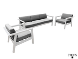 CIEUX Sofa Set Corsica Outdoor Patio Aluminum Metal Sofa Conversation Set in White with Sunbrella Cushions - Available in 2 Colours