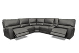 Levoluxe Sectional Atlas Corner Sectional Sofa with Console and Power Recliners in Ryder Grey Leather Match