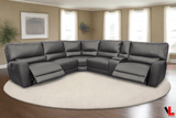 Levoluxe Sectional Atlas Corner Sectional Sofa with Console and Power Recliners in Ryder Grey Leather Match