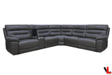 Levoluxe Sectional Aura Corner Sectional Sofa with Console and Power Recliners in Charcoal Faux Leather