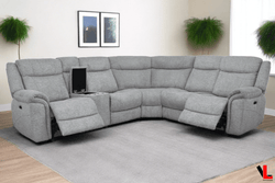 Levoluxe Sectional Braun Corner Sectional Sofa with Console, Power Recliners, and Power Headrests in Tweed Ash Fabric