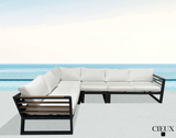 Pending - Cieux Avignon Outdoor Patio Aluminum Metal L-Shaped Sectional Sofa in Black with Sunbrella Cushions - Available in 2 Colours