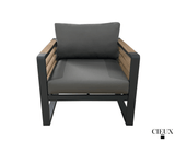 Pending - Cieux Avignon Outdoor Patio Aluminum Metal Sofa Conversation Set in Black with Sunbrella Cushions - Available in 2 Colours