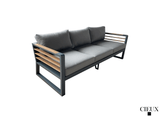 Pending - Cieux Avignon Outdoor Patio Aluminum Metal Sofa Conversation Set in Black with Sunbrella Cushions - Available in 2 Colours