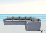 Pending - Cieux Cannes Outdoor Patio Wicker Modular L-Shaped Sectional Sofa in Grey with Sunbrella Cushions - Available in 2 Colours