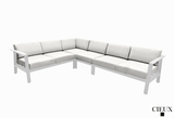 Pending - Cieux Canvas Natural Corsica Outdoor Patio Aluminum Metal L-Shaped Sectional Sofa in White with Sunbrella Cushions - Available in 2 Colours