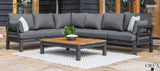 Pending - Cieux Sectional Bordeaux Outdoor Patio Aluminum Metal L-Shaped Corner Sectional with Adjustable Seat in Grey