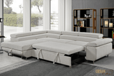 Pending - Urban Cali Hollywood Sleeper Sectional Sofa Bed with Adjustable Headrests and Storage Chaise in Ulani Cream