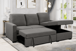 Pending - Urban Cali Sausalito Sleeper Sectional Sofa Bed with Storage Chaise in Solis Dark Grey