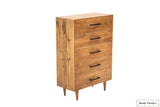 Rustic Classics Drawer Chest Cypress Reclaimed Wood 5 Drawer Chest in Spice