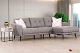 True Contemporary Sectional Elizabeth Tufted Sectional Sofa in Nia Grey