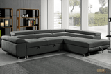 Urban Cali Sectional Sofa Hollywood Sleeper Sectional Sofa Bed with Adjustable Headrests and Storage Chaise in Ulani Cream