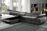 Urban Cali Sectional Sofa Hollywood Sleeper Sectional Sofa Bed with Adjustable Headrests and Storage Chaise in Ulani Cream