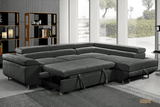 Urban Cali Sectional Sofa Hollywood Sleeper Sectional Sofa Bed with Adjustable Headrests and Storage Chaise in Ulani Cream