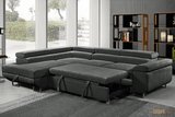 Urban Cali Sectional Sofa Hollywood Sleeper Sectional Sofa Bed with Adjustable Headrests and Storage Chaise in Ulani Cream