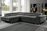 Urban Cali Sectional Sofa Hollywood Sleeper Sectional Sofa Bed with Adjustable Headrests and Storage Chaise in Ulani Cream