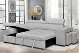 Urban Cali Sectional Sonoma Sleeper Sectional Sofa Bed with Reversible Storage Chaise and 2 Stools in Canvas Grey