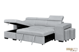 Urban Cali Sectional Sonoma Sleeper Sectional Sofa Bed with Reversible Storage Chaise and 2 Stools in Canvas Grey