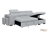 Urban Cali Sectional Sonoma Sleeper Sectional Sofa Bed with Reversible Storage Chaise and 2 Stools in Canvas Grey