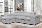 Urban Cali Sectional Sonoma Sleeper Sectional Sofa Bed with Reversible Storage Chaise and 2 Stools in Canvas Grey