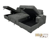 Urban Cali Sleeper Sectional Lancaster U-Shaped Sleeper Sectional Sofa Bed with Storage Chaises in Belfast Charcoal